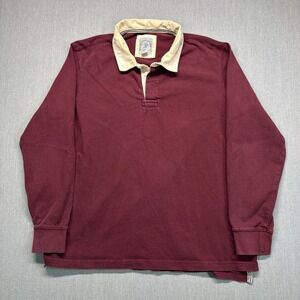 Vintage Lands End Rugby Shirt Polo Men's XL Maroon Y2K Preppy